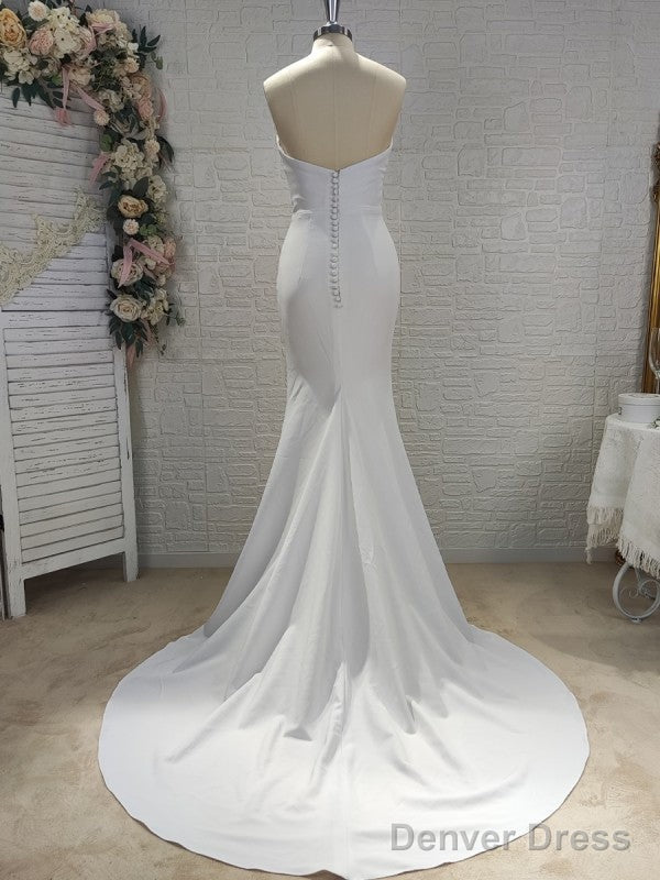 Tight Straight Tube Elastic Crepe Pleated Decoration Without Shoulder Straps Sleeveless Backless Large Swing Brush Tail Wedding Dress Secondary image