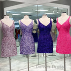 Tight Wine Red Sequins Short Homecoming Dresses Party Gown