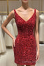 Tight Wine Red Sequins Short Homecoming Dresses Party Gown