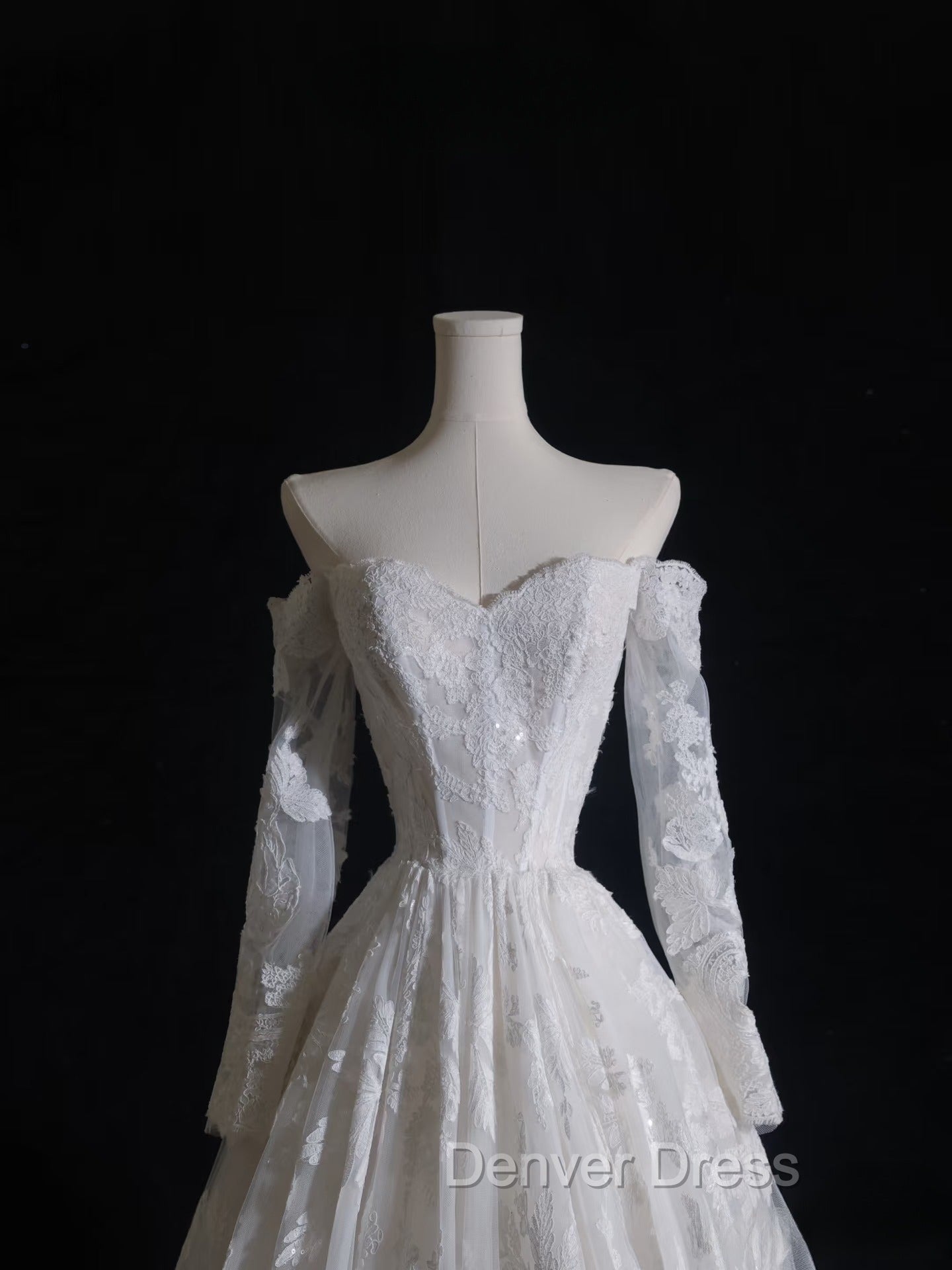 Timeless A Line Off The Shoulder White Lace Long Sleeves Wedding Dress Bridal Dresses