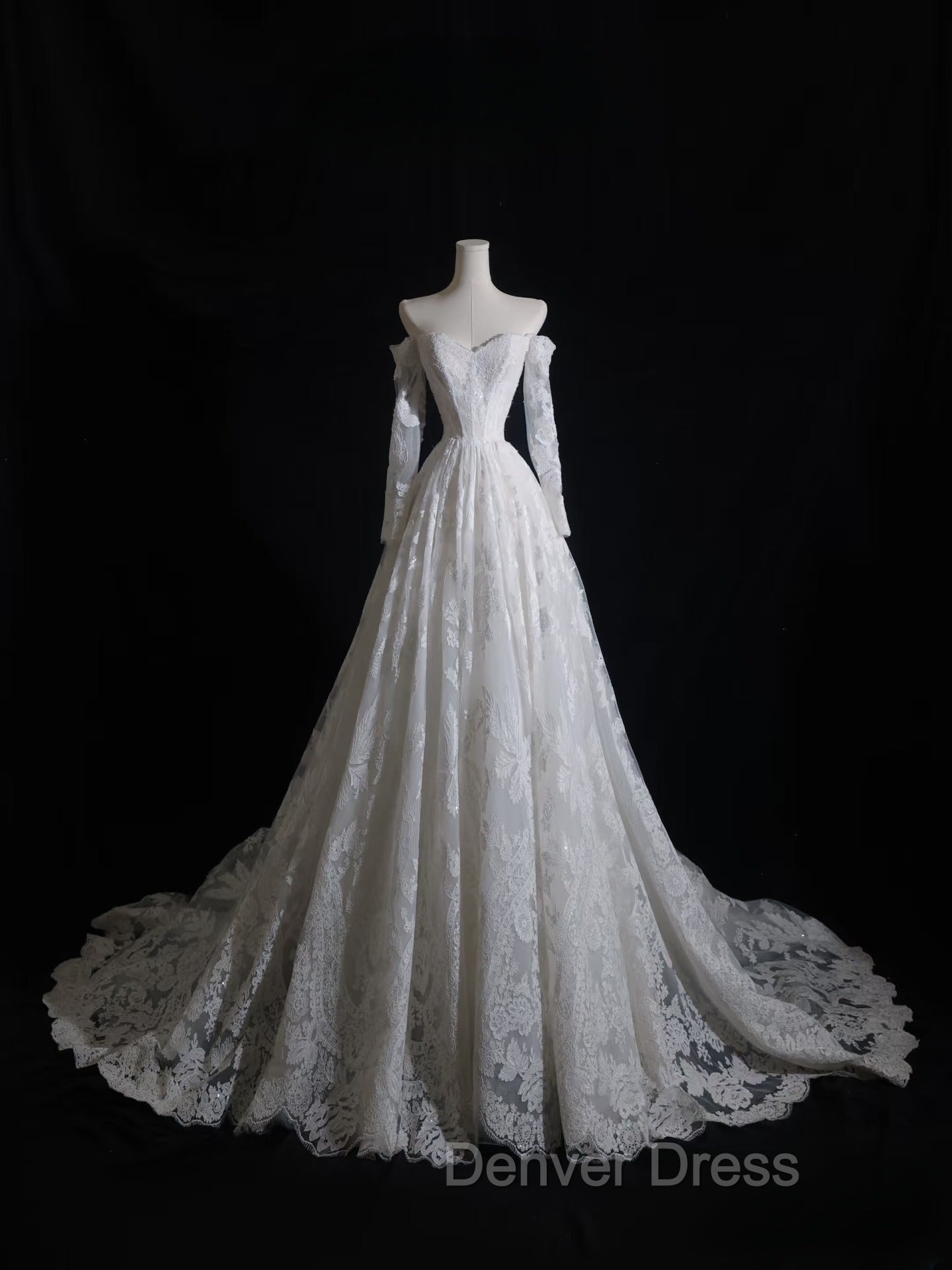 Timeless A Line Off The Shoulder White Lace Long Sleeves Wedding Dresses Bridal Dresses