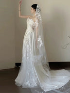 Timeless A Line One Shoulder Lace Satin White Wedding Dress Brides Dresses