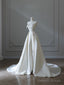 Timeless A Line Strapless Satin Ivory Long Wedding Dress Bridal Dresses