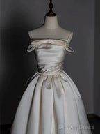Timeless A Line Strapless Satin Ivory Wedding Dresses Brides Dress