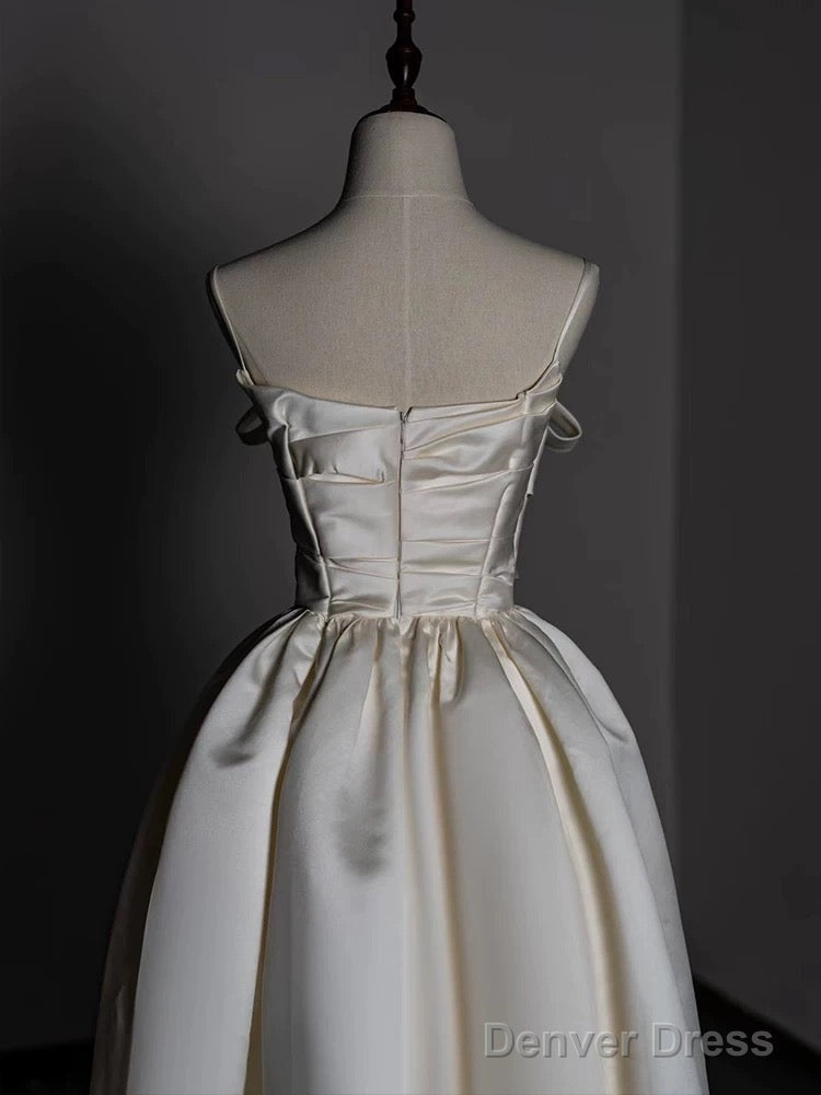 Timeless A Line Strapless Satin Ivory Wedding Dress Brides Dresses