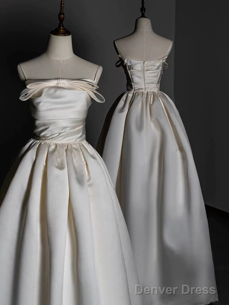 Timeless A Line Strapless Satin Ivory Wedding Dresses Brides Dress Main image