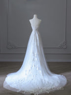 Timeless A Line Sweetheart Lace Tulle White Wedding Dresses Brides Dresses