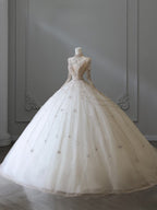 Timeless Ball Gowns High Neckline Tulle Long Sleeves Wedding Dress Bridal Dresses