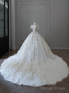 Timeless Ball Gown Jewel Neckline Sequin Half Sleeves Wedding Dress Bridal Dresses