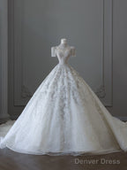 Timeless Ball Gowns Jewel Neckline Sequin Half Sleeves Wedding Dress Bridal Dresses