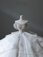 Timeless Ball Gown Off The Shoulder Neckline Tulle Sequin Wedding Dresses Bridal Dress