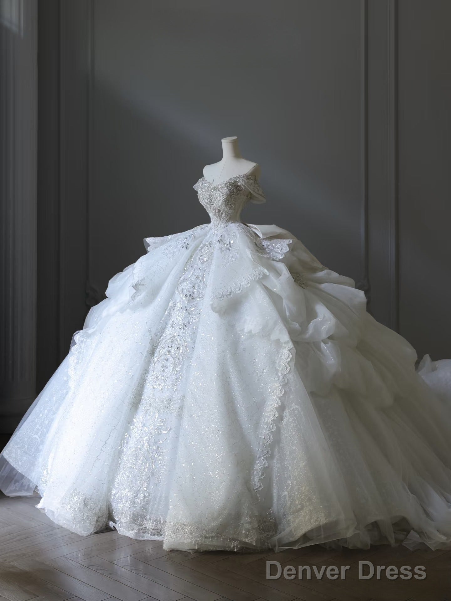 Timeless Ball Gowns Off The Shoulder Neckline Tulle Sequin Wedding Dress Bridal Dresses