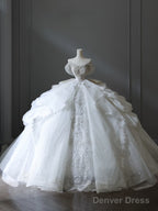Timeless Ball Gown Off The Shoulder Neckline Tulle Sequin Wedding Dresses Bridal Dress
