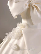 Timeless Ball Gowns Off The Shoulder Short Sleeves Satin White Wedding Dress Brides Dresses