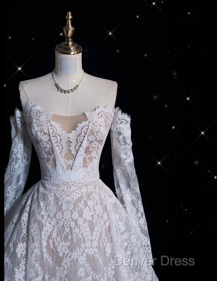 Timeless Ball Gowns Off The Shoulder White Lace Long Wedding Dress Bridal Dresses