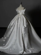 Timeless Ball Gowns Off The Shoulder White Satin Long Wedding Dress Bridal Dresses