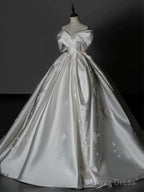 Timeless Ball Gowns Off The Shoulder White Satin Long Wedding Dress Bridal Dresses