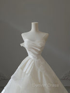 Timeless Ball Gowns Strapless Satin Ivory Long Wedding Dress Bridal Dresses