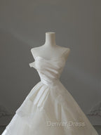 Timeless Ball Gown Strapless Satin Ivory Long Wedding Dresses Bridal Dresses