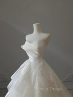 Timeless Ball Gown Strapless Satin Ivory Long Wedding Dresses Bridal Dresses