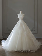 Timeless Ball Gowns Strapless Satin Ivory Long Wedding Dress Bridal Dresses