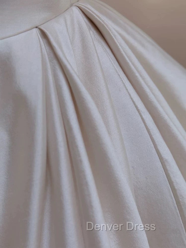 Timeless Ball Gowns Strapless Satin White Wedding Dress Brides Dresses
