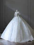 Timeless Ball Gown Sweetheart Neckline Sequin Long Sleeves Wedding Dress Bridal Dresses
