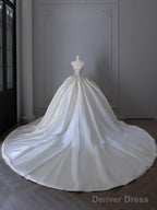 Timeless Ball Gown Sweetheart Satin White Wedding Dresses Brides Dress