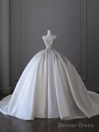 Timeless Ball Gown Sweetheart Satin White Wedding Dresses Brides Dress