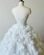 Timeless Ball Gown Sweetheart Sequin Floral White Wedding Dresses Brides Dresses