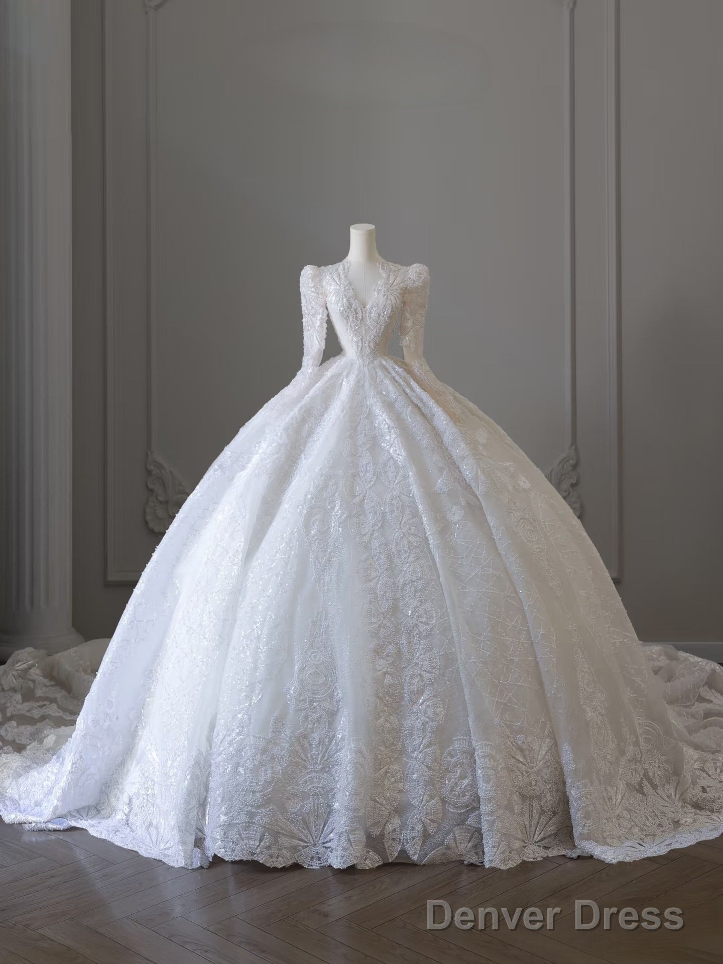 Timeless Ball Gowns V Neckline Sequin Long Sleeves Wedding Dress Bridal Dresses Main image