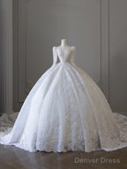 Timeless Ball Gowns V Neckline Sequin Long Sleeves Wedding Dress Bridal Dresses