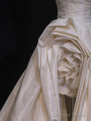 Timeless High Low Strapless Satin Ivory Wedding Dresses Brides Dress