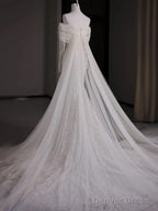 Timeless Mermaid Off The Shoulder Long Sleeves White Lace Wedding Dresses