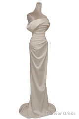 Timeless Mermaid Off The Shoulder Short Sleeves White Satin Wedding Dresses