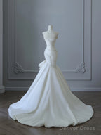 Timeless Mermaid Strapless Ivory Ruffles Long Wedding Dresses Bridal Dress