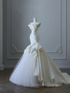 Timeless Mermaid Strapless Satin Ivory Long Wedding Dresses Bridal Dresses