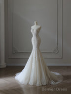 Timeless Mermaid Sweetheart Lace White Wedding Dresses Brides Dress