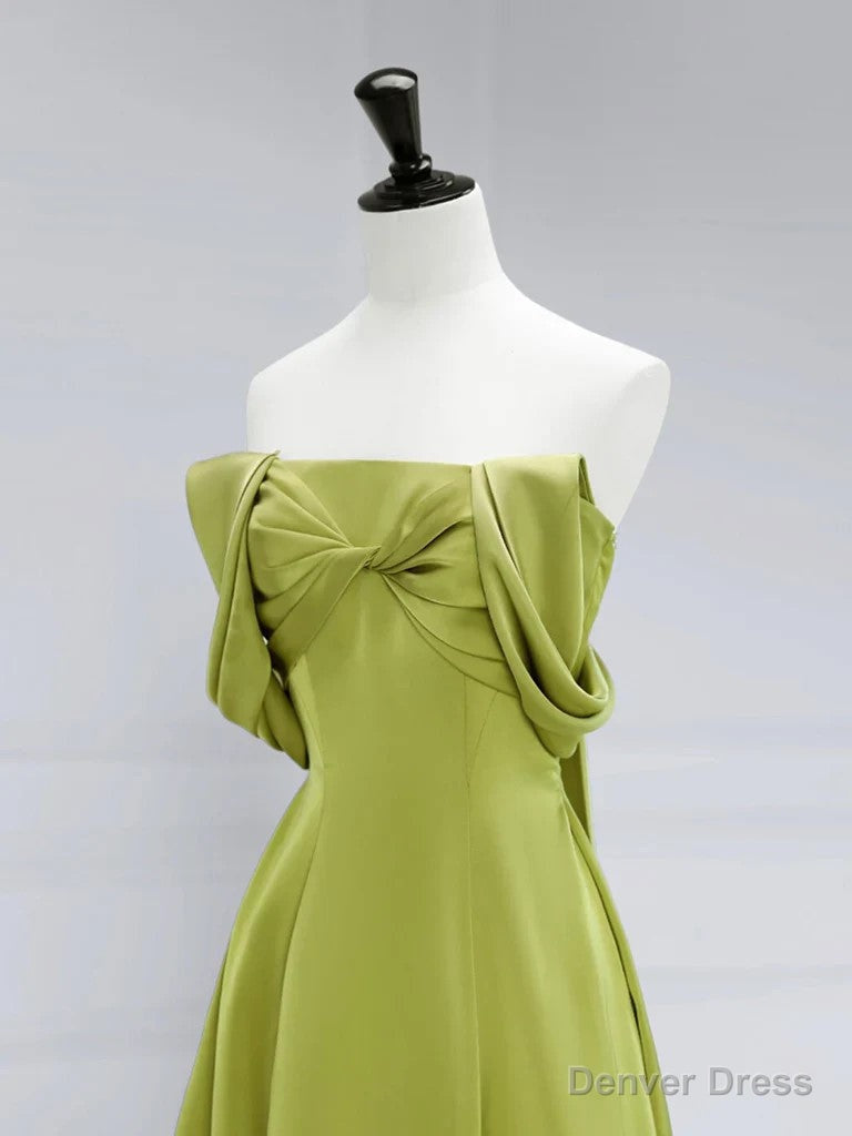 Atmosphere Green A Line Satin Off Shoulder Long Prom Dress Long Prom Luxury Dignified Prom Dresses