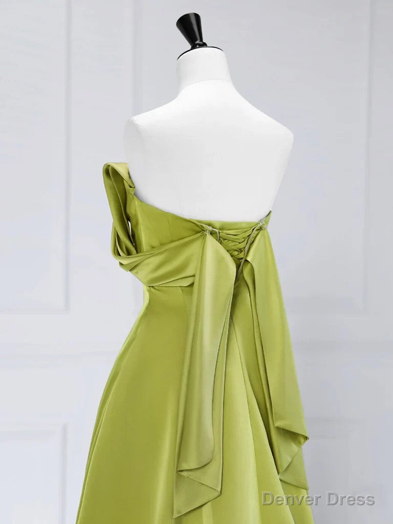 Atmosphere Green A-Line Satin Off Shoulder Long Prom Dress Long Formal Luxury Dignified Party dress