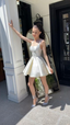 Simple Sequare Neck White Short Prom Dress,Elegant Homecoming Dresses