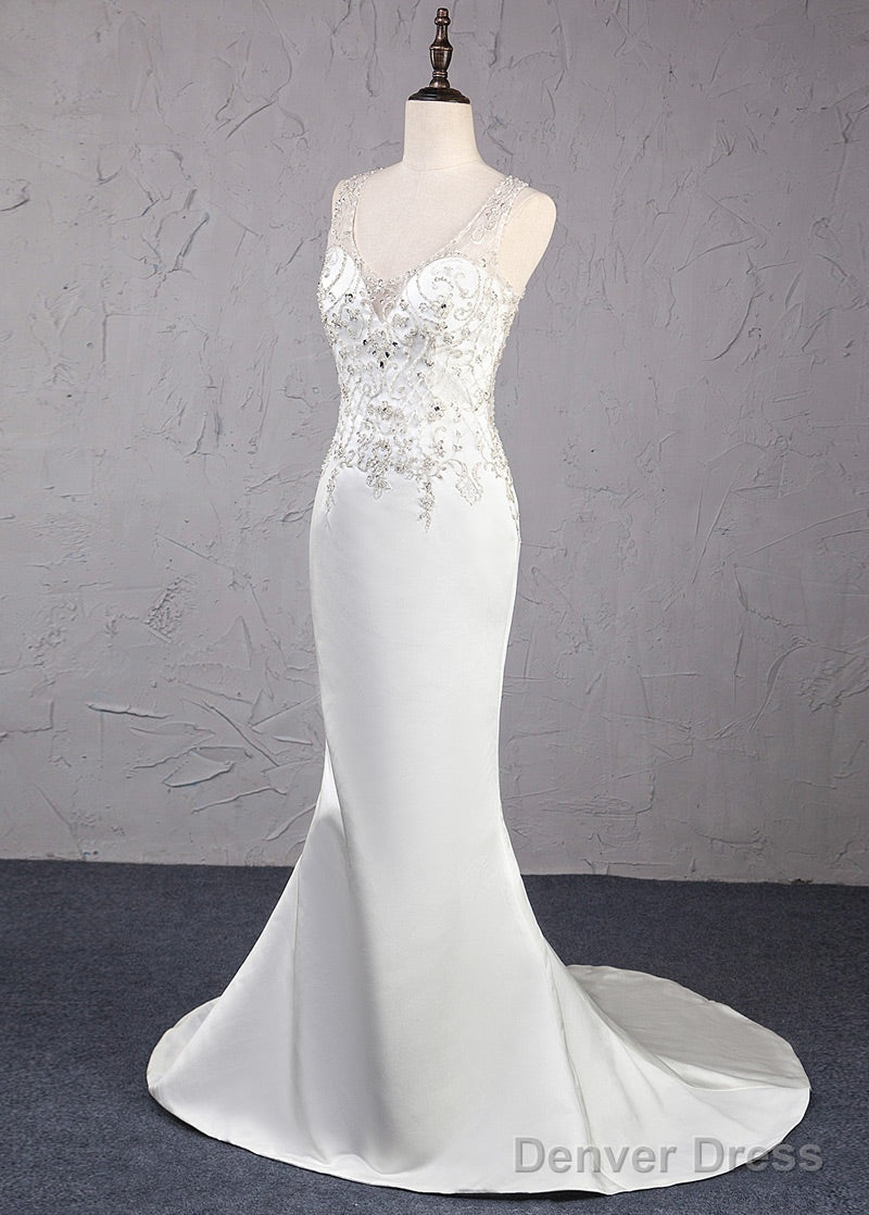 Trumpet Mermaid Beading Satin Wedding Dresses Secondary image