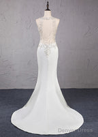 Trumpet/Mermaid Beading Satin Wedding Dresses