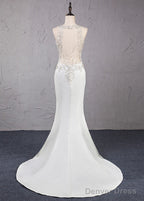Trumpet Mermaid Beading Satin Wedding Dresses