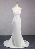 Trumpet Mermaid Beading Satin Wedding Dresses