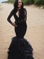 Trumpet Mermaid Jewel Floor Length Lace Prom Dresses