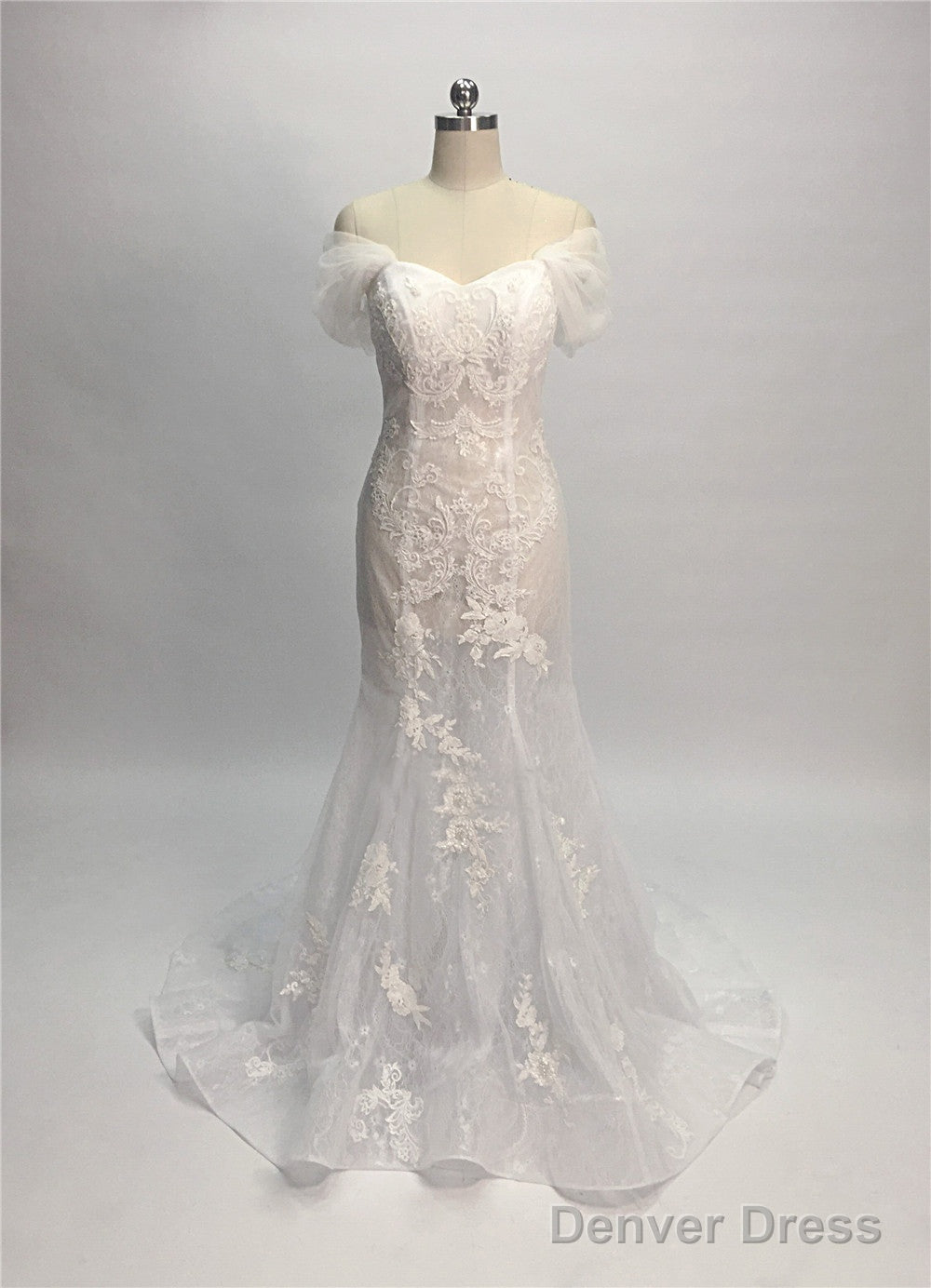 Trumpet Mermaid Lace Off The Shoulder Tulle Wedding Dresses Secondary image