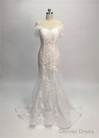 Trumpet Mermaid Lace Off The Shoulder Tulle Wedding Dresses