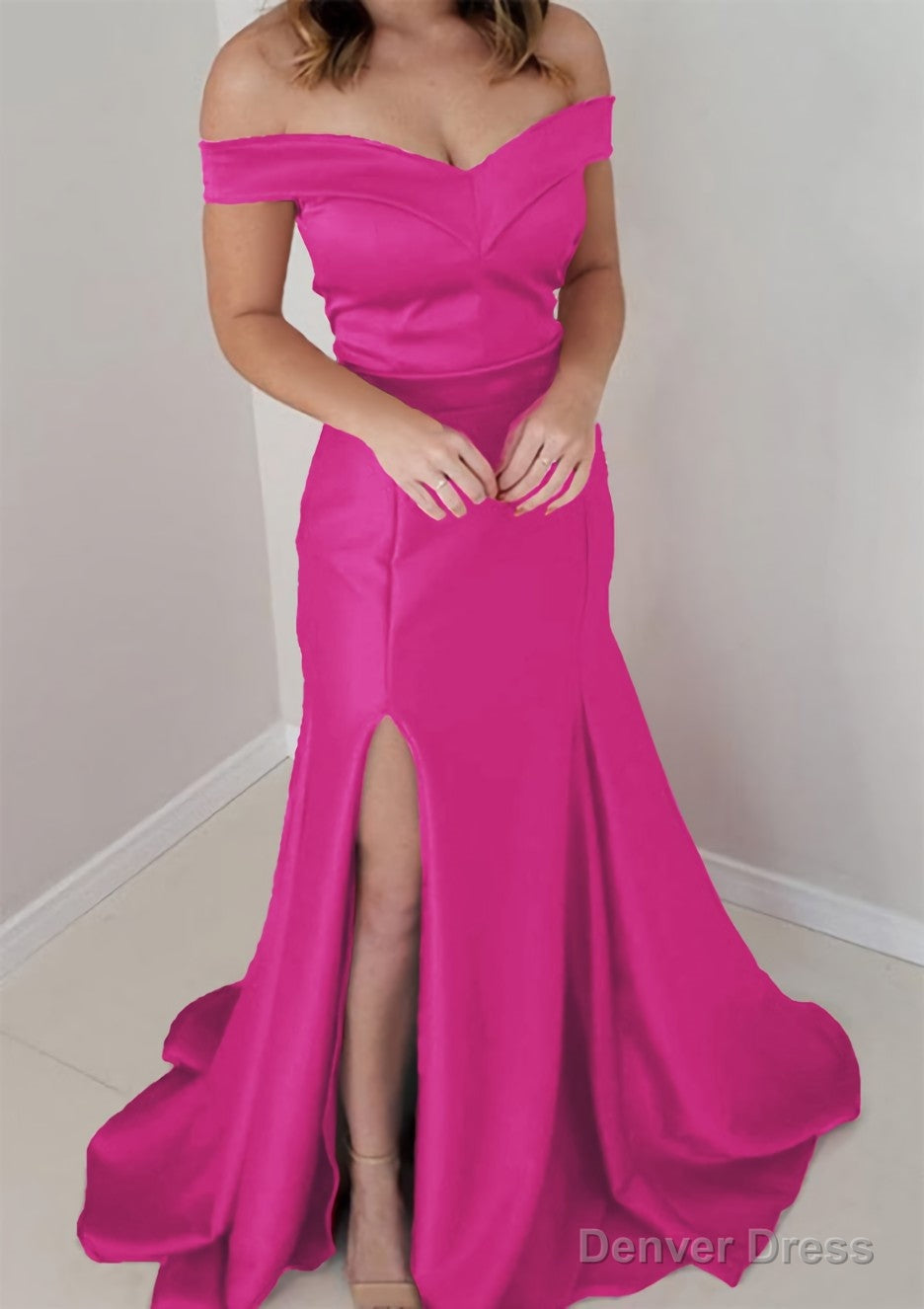 Trumpet Mermaid Off The Shoulder Sleeveless Satin Long Floor Length Prom Dresses