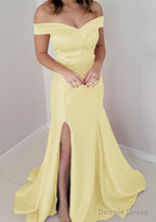 Trumpet Mermaid Off The Shoulder Sleeveless Satin Long Floor Length Prom Dresses